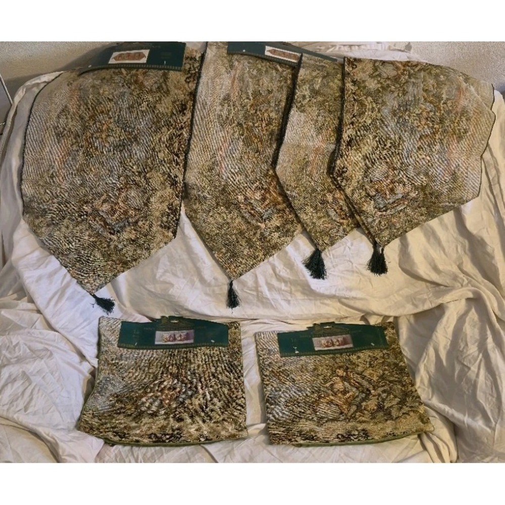Fancy Tapestry Table Runners & Cushion Covers Set – Matching Design Lot
